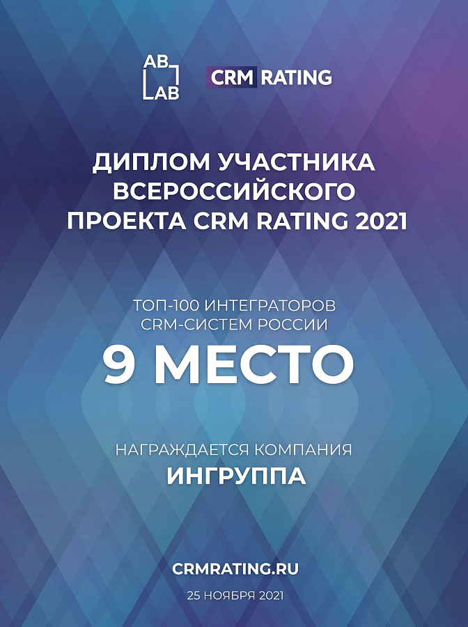 CRM Rating 2021 — 9 место